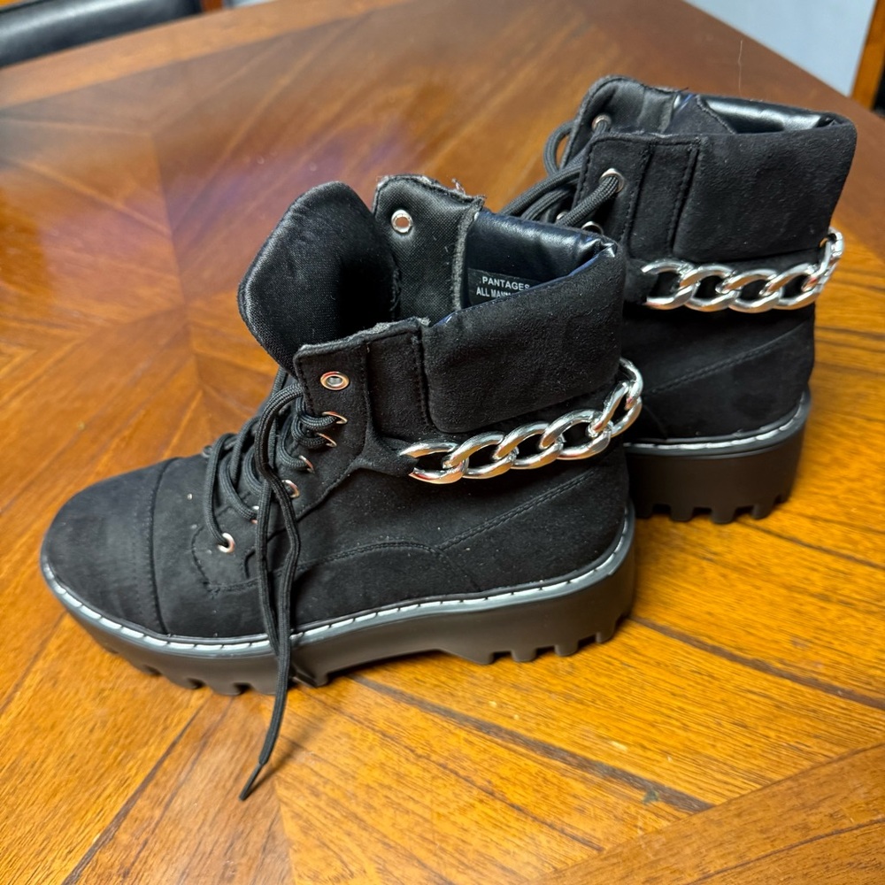 BAMBOO Pantages-01 Lace-up platform chunky heels ankle punk boots - Picture 5 of 6